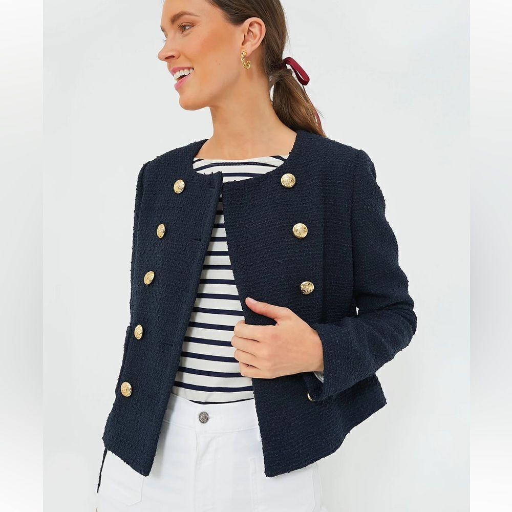 TUCKERNUCK Navy Tweed Marais Jacket size medium NWT